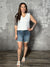 The Kezia Ruffle Tank - White (Small - 3X)