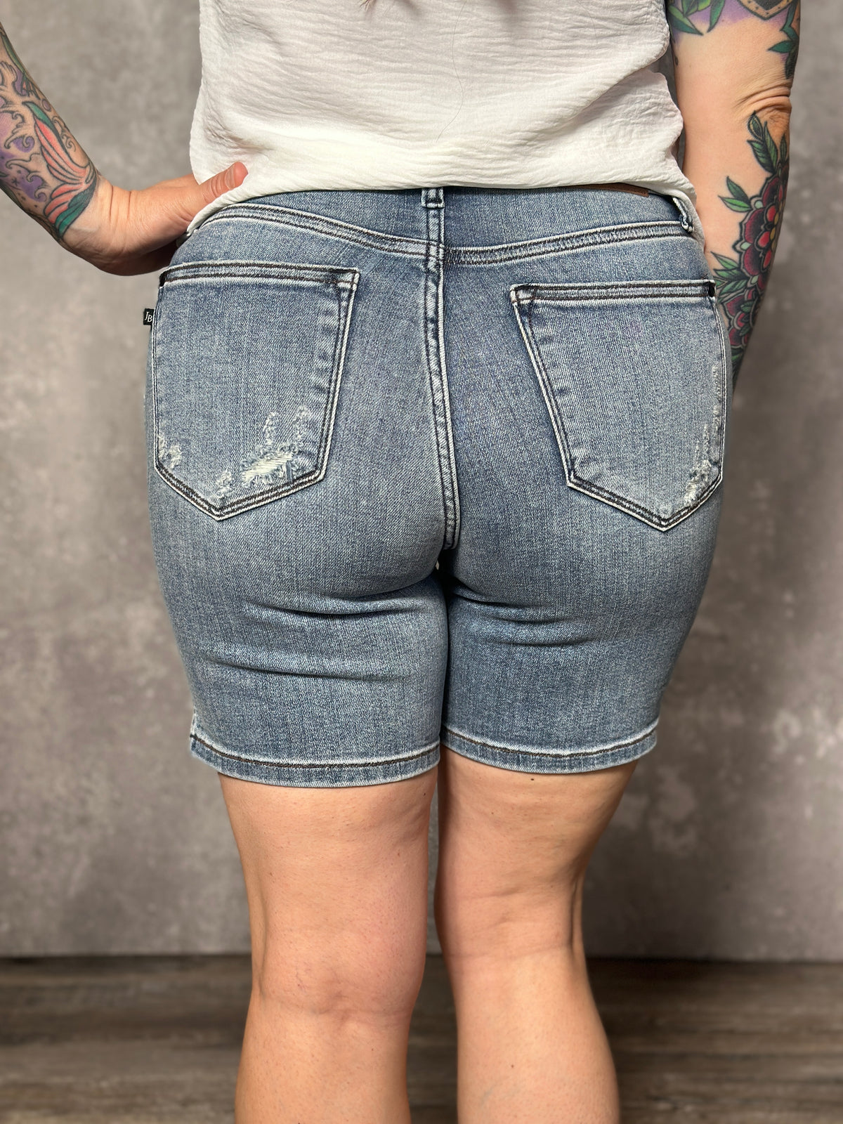 Judy Blue Mid Rise Button Fly Shorts (S - 3X)