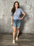Blue Floral Mesh Top