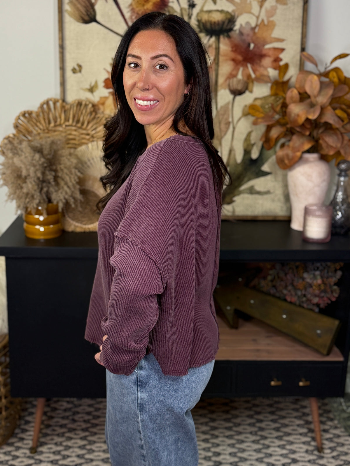 Waffle Long Sleeve - Burgundy