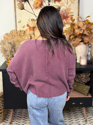 Waffle Long Sleeve - Burgundy