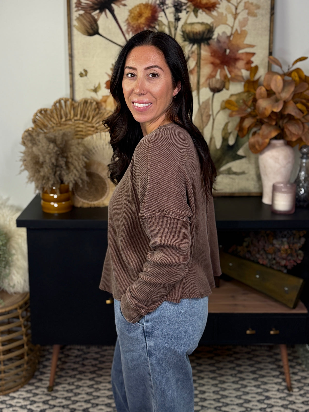 Waffle Long Sleeve - Brown