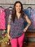 The Wrinkle Free Lizzie Ruffle Tank - Black Paisley (Small - 3X)