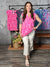 The Wrinkle Free Lizzie Ruffle Tank - Pink Floral (Small - 3X)