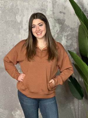 Super Soft Half Zip Sweatshirt - Camel