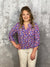 The Wrinkle Free Lizzie Top - Blue Multi Floral  (Small - 3X)