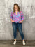 The Wrinkle Free Lizzie Top - Blue with Bright Neon Floral  (Small - 3X)