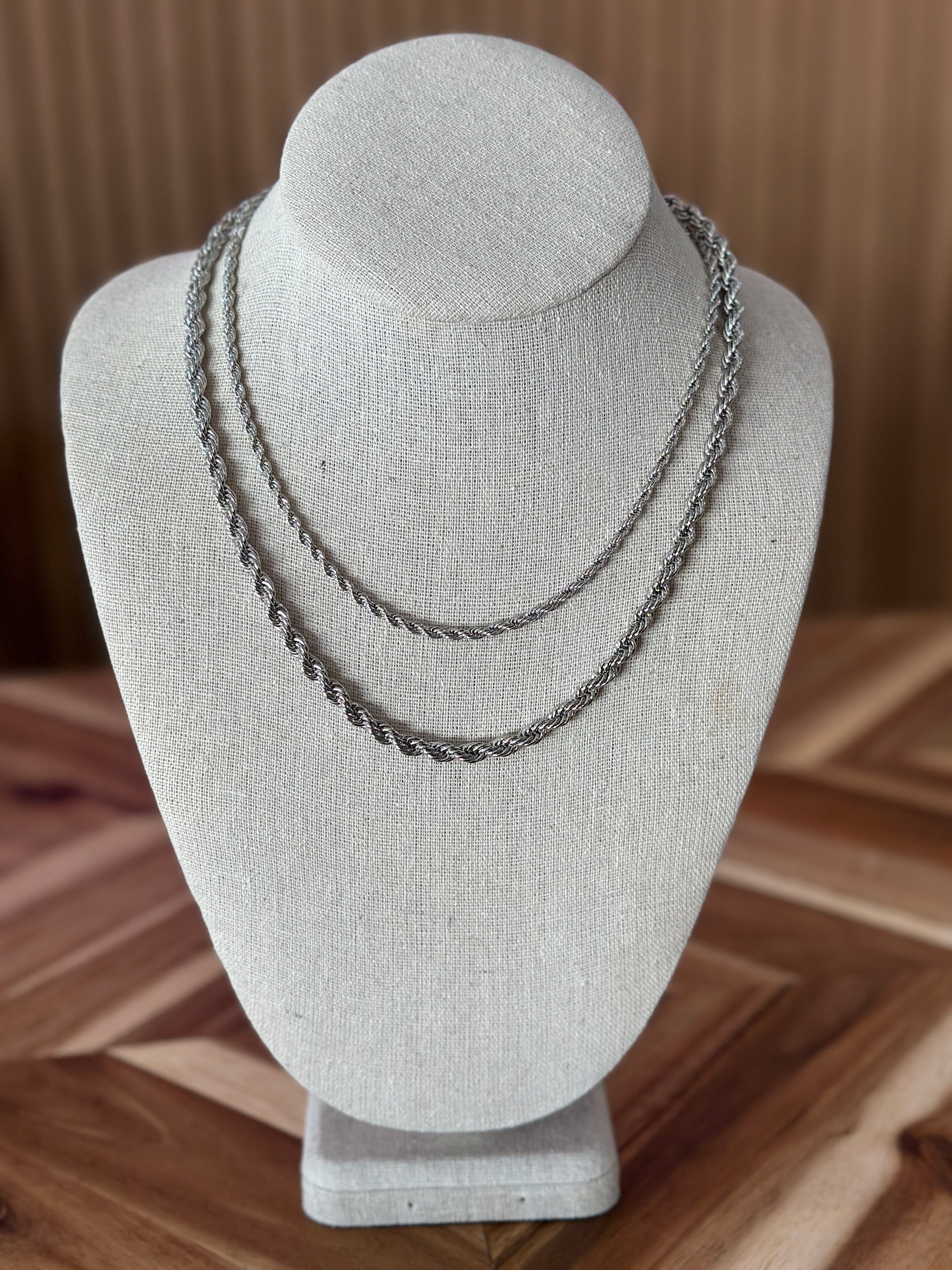 2 Strand Silver Rope Necklace