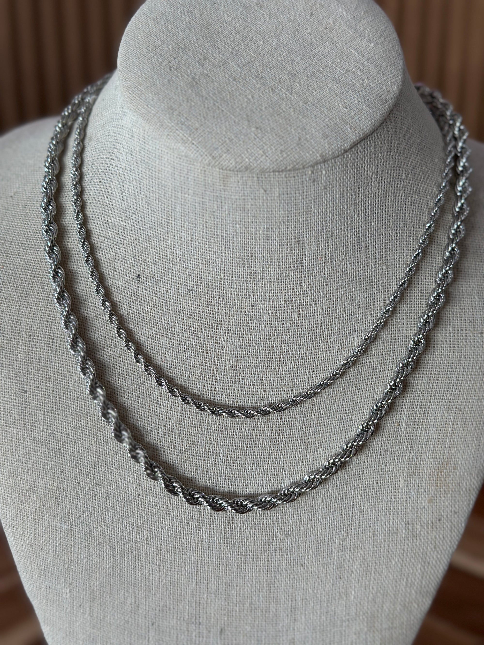 2 Strand Silver Rope Necklace