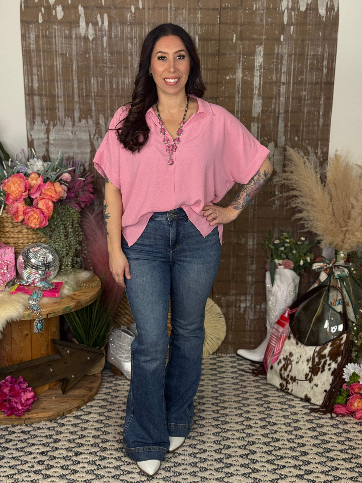 Short Sleeve Airflow Top  - Baby Pink (Small - 2X)