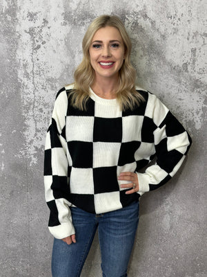 Racetrack Sweater - Black/White (Small - 3X)