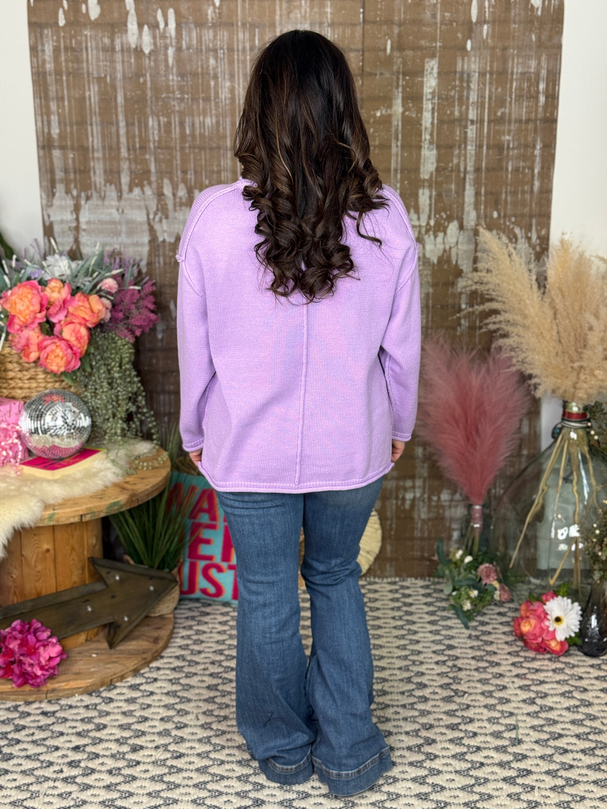 Lavender Drop Shoulder Sweater