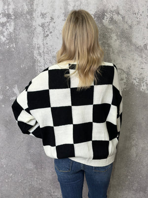 Racetrack Sweater - Black/White (Small - 3X)