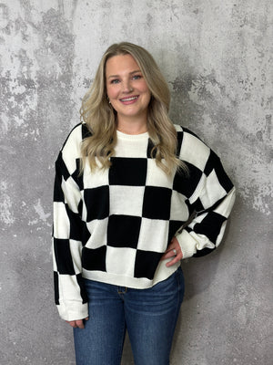 Racetrack Sweater - Black/White (Small - 3X)