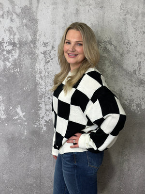 Racetrack Sweater - Black/White (Small - 3X)