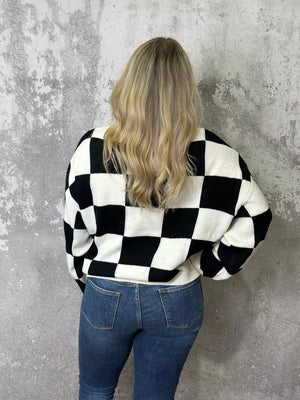 Racetrack Sweater - Black/White (Small - 3X)
