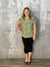 The Wrinkle Free Short Sleeve Lizzie Top - Green Multi Floral (Small - 3X)