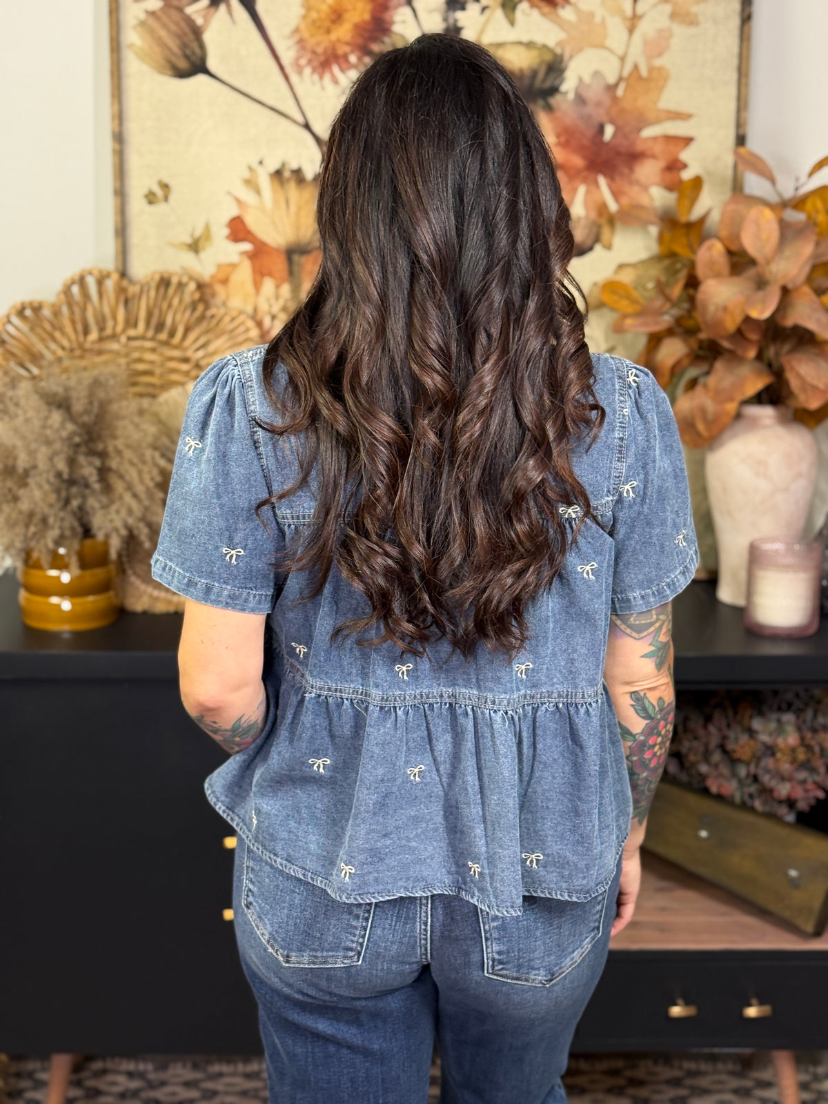 Denim Bow Top