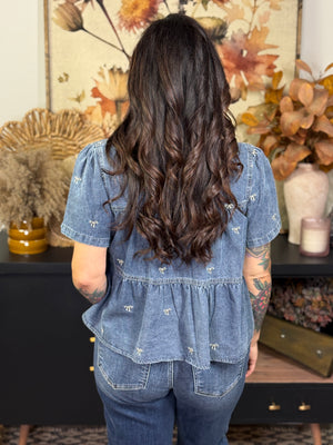 Denim Bow Top