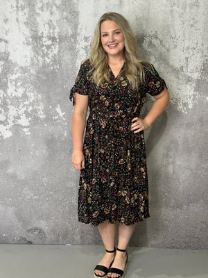 Fall for Me Floral Dress - Black - Small - 3X
