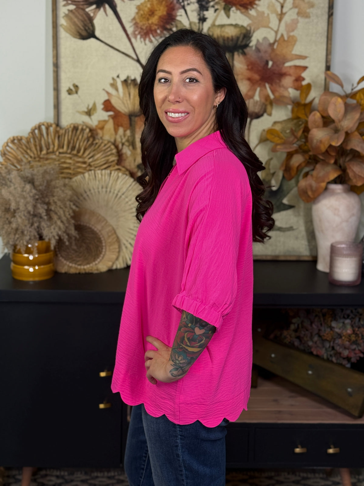 Scalloped Bottom Short Sleeve Airflow Top RESTOCKED