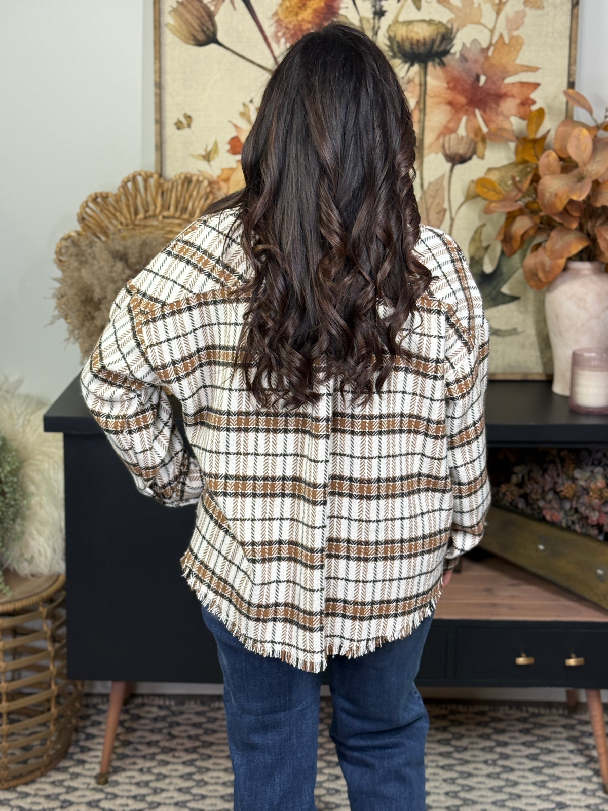 White Brown Plaid Shacket (Small - 3X)