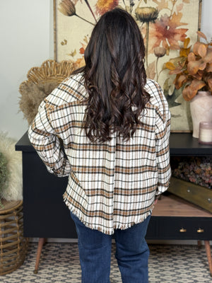 White Brown Plaid Shacket (Small - 3X)