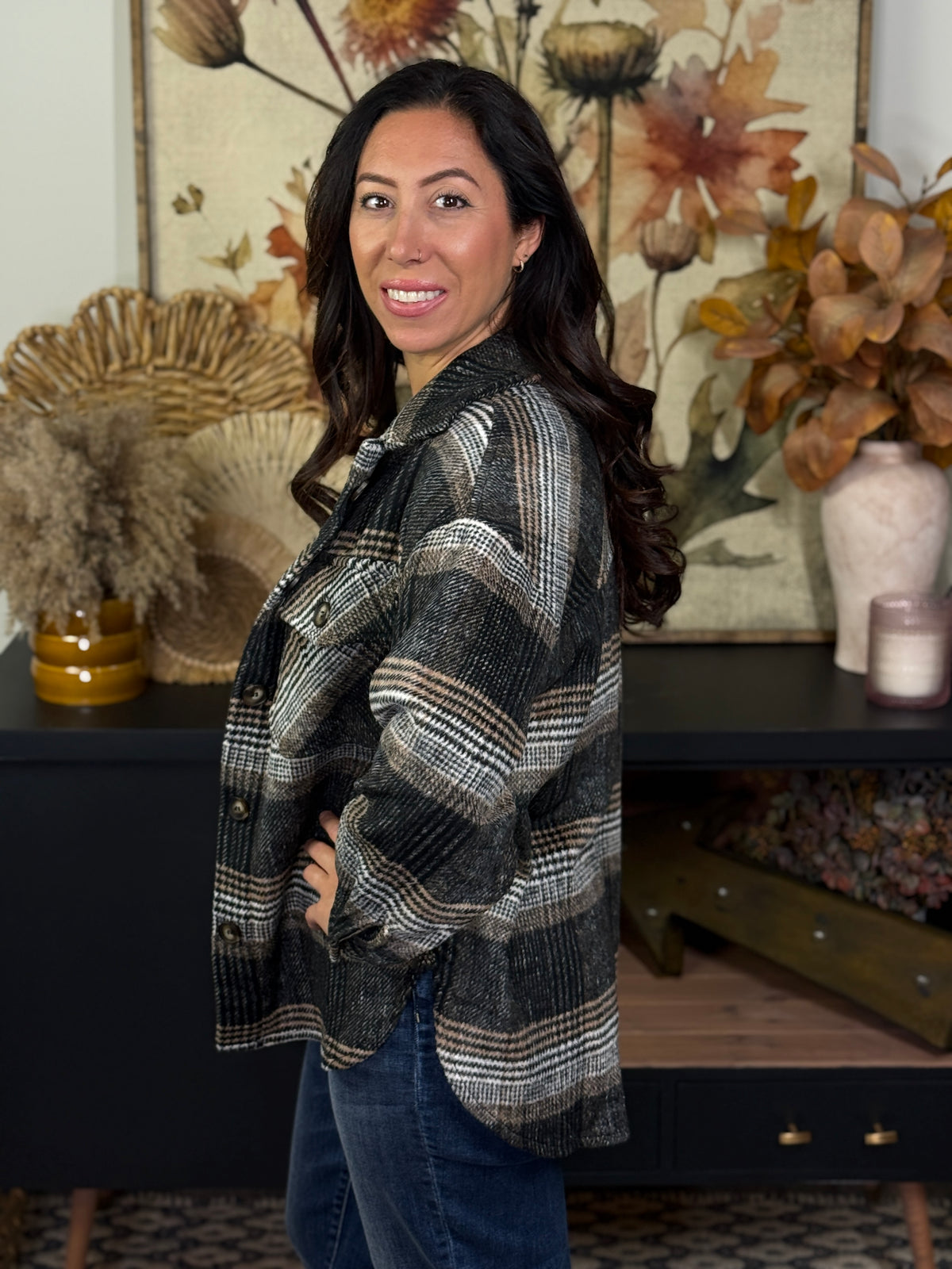 Black/Brown Plaid Shacket