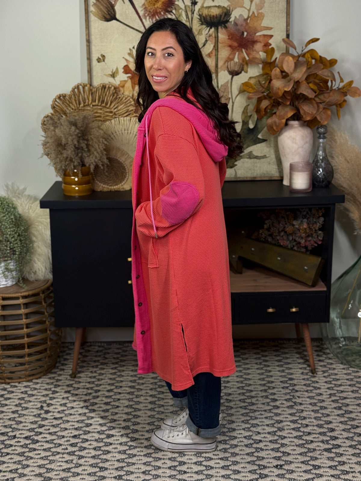 Longline Waffle Cardigan (Small - 3X)