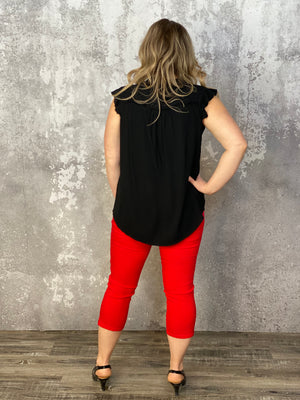 Hyperstretch Pull On Capri - Red (Small - 3X)