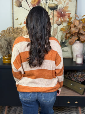 Lightweight Camel/Ivory Stripe Sweater