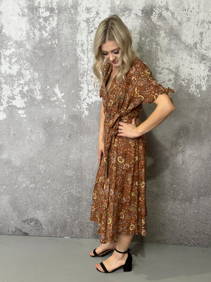 Fall for Me Floral Dress - Brown - Small - 3X