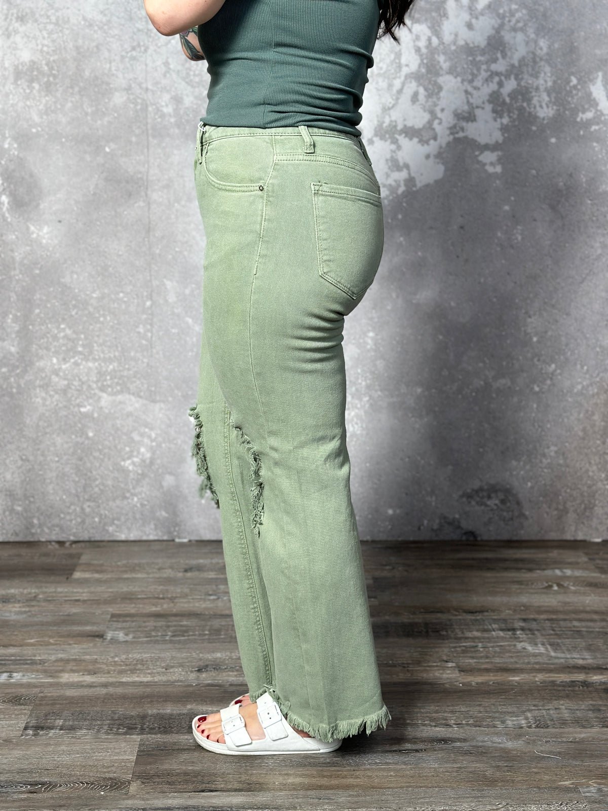 Olive Denim Betty Risen Crop  (Sizes 25-32 & 1X-3X)