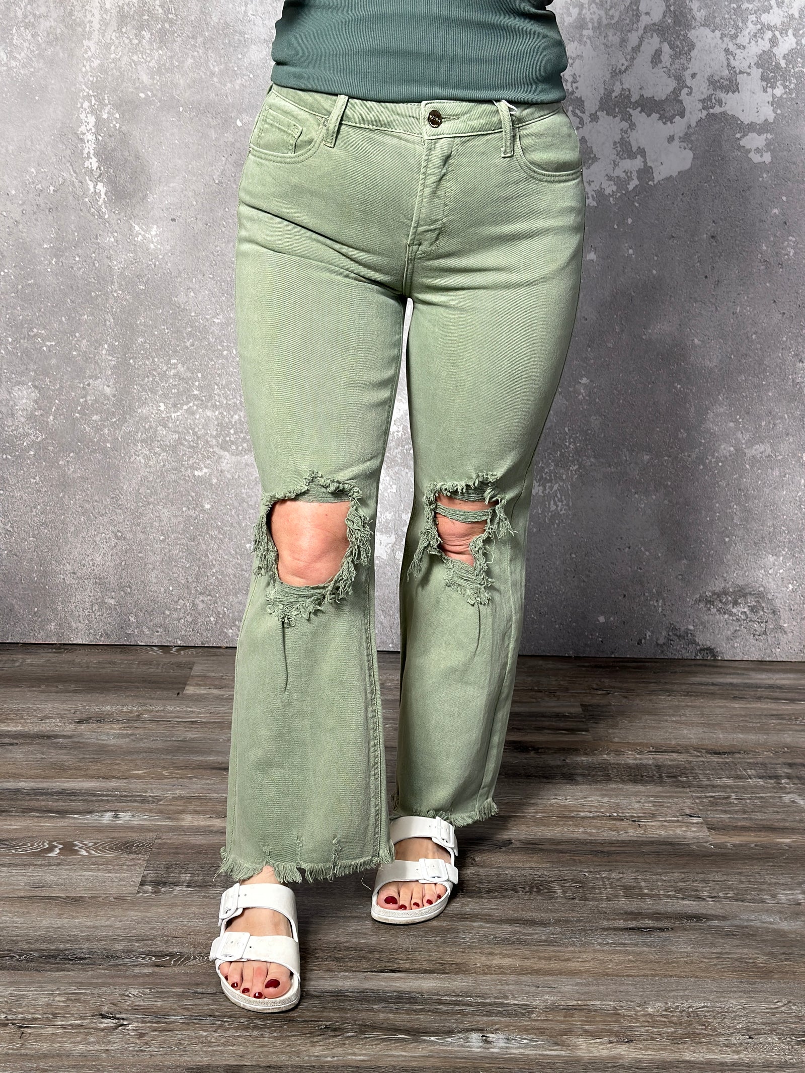Olive Denim Betty Risen Crop  (Sizes 25-32 & 1X-3X)