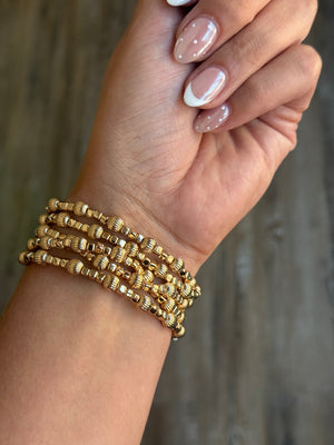 5 Piece Gold Stretch Bracelet Stack