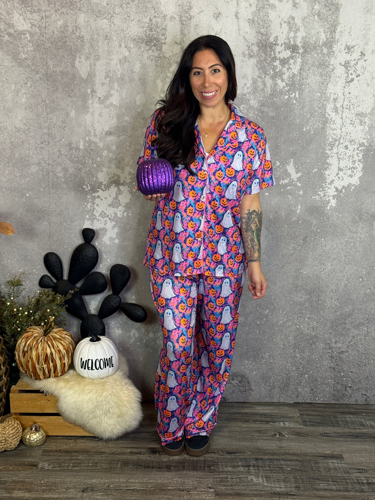 Purple Ghost Pj Set - (Small - 3X)
