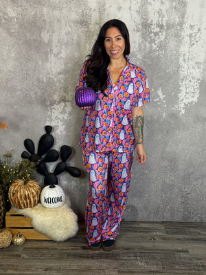 Purple Ghost Pj Set - (Small - 3X)