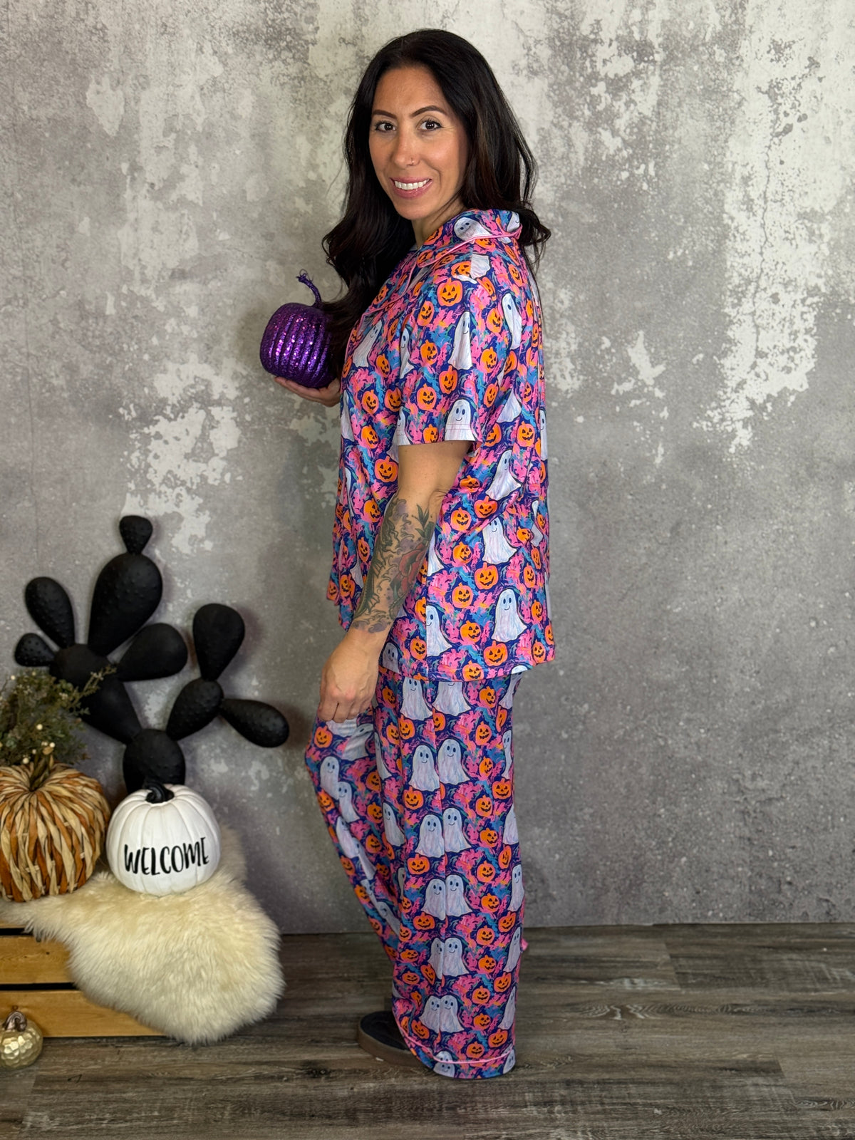 Purple Ghost Pj Set - (Small - 3X)