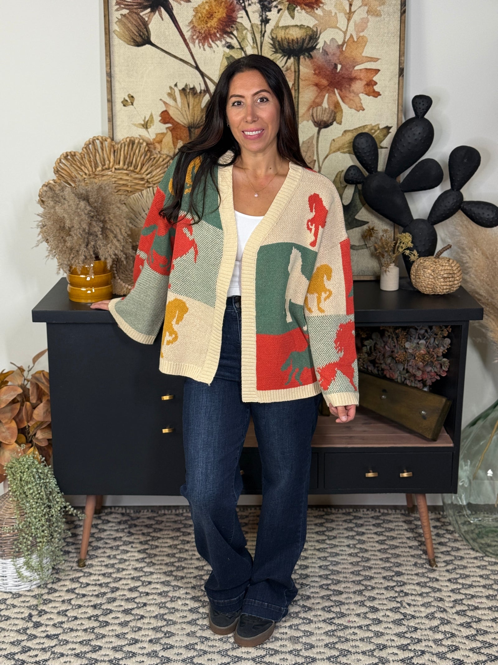 Colorblock Horse/Unicorn Cardigan