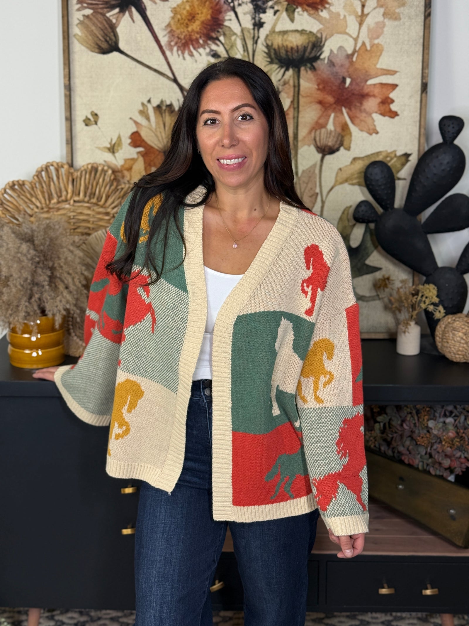 Colorblock Horse/Unicorn Cardigan