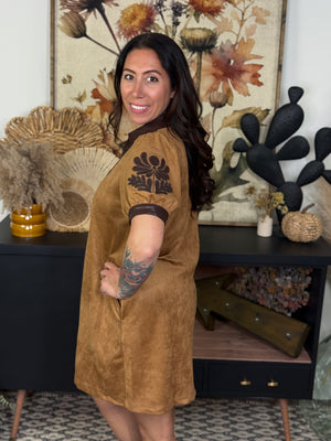 Faux Suede and Leather Dress