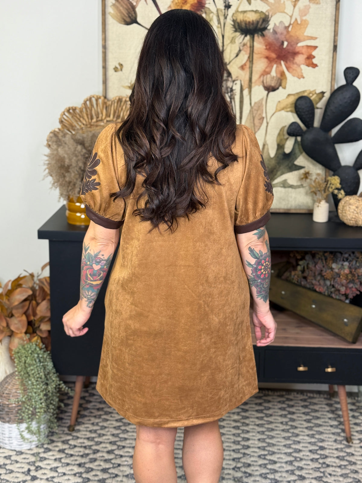Faux Suede and Leather Dress