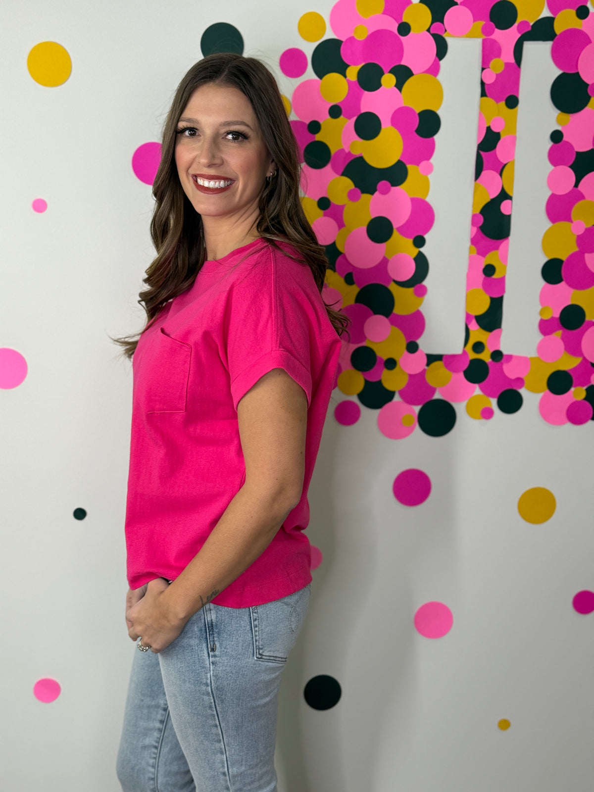 The Front Pocket Cuffed Basic - Hot Pink