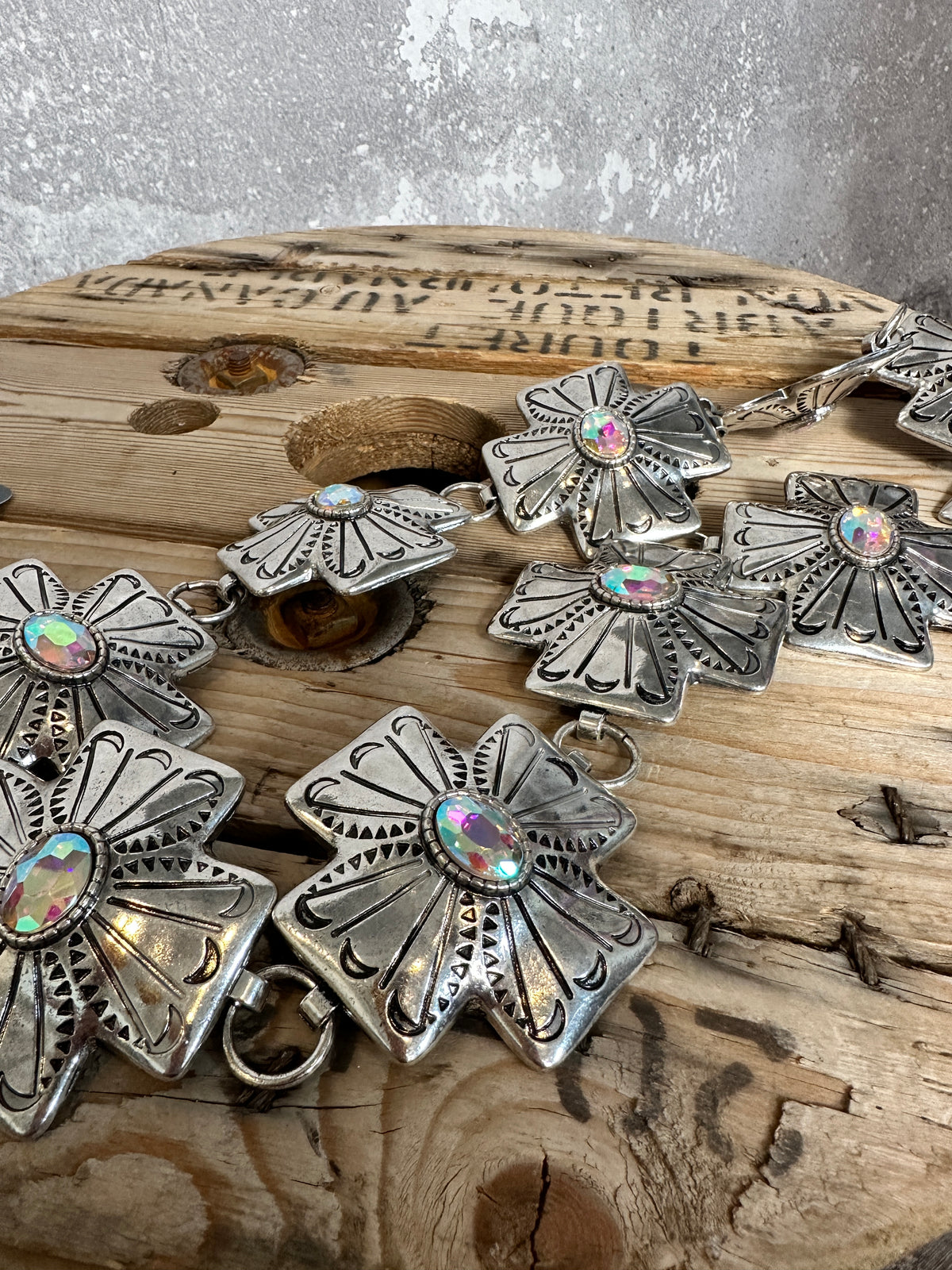 Western Square Cross Concho Belt