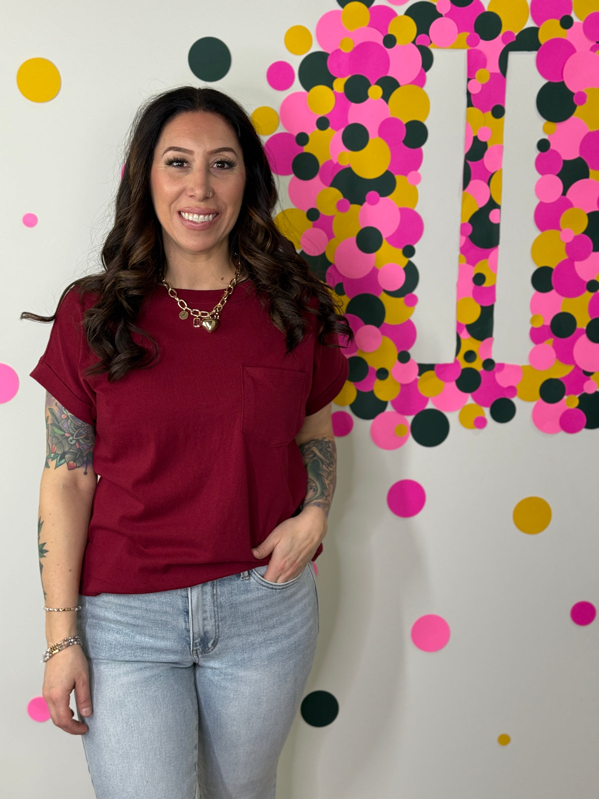 The Front Pocket Cuffed Basic - Cabernet