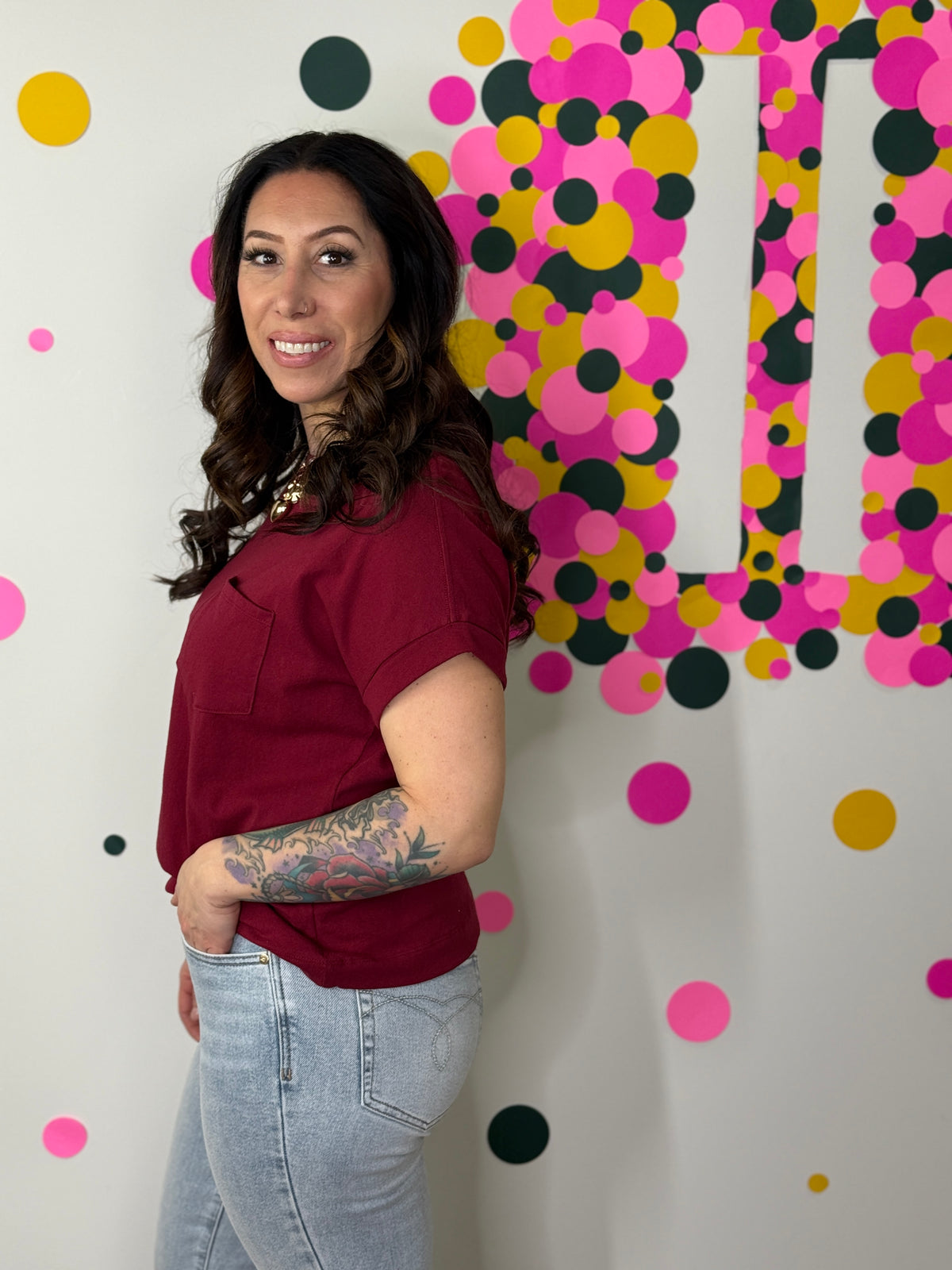 The Front Pocket Cuffed Basic - Cabernet