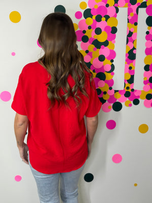 The Alia Airflow V-neck Top - Ruby