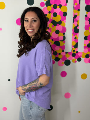 The Alia Airflow V-neck Top - Lavender