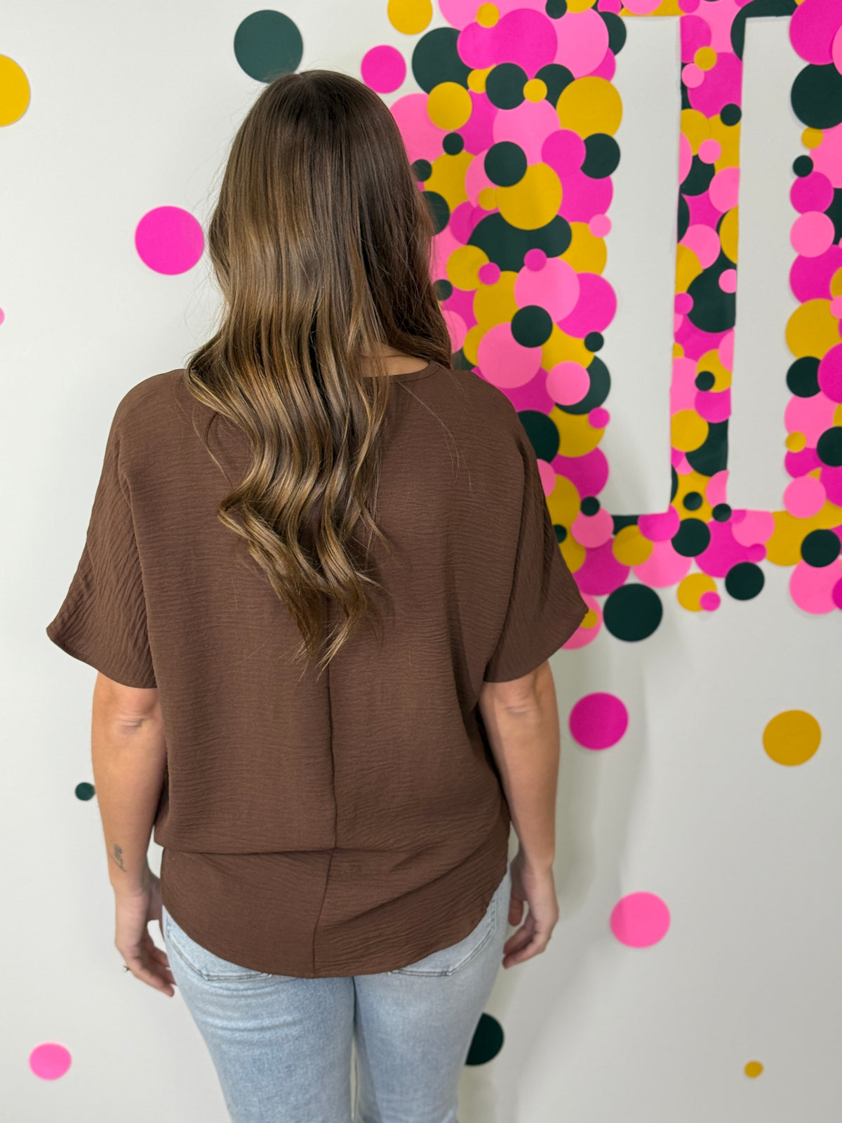 The Alia Airflow V-neck Top - Brown
