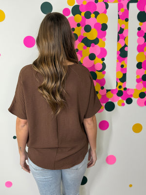 The Alia Airflow V-neck Top - Brown